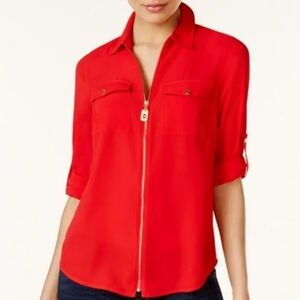 MICHAEL Michael Kors Scarlet Zip-Front Blouse